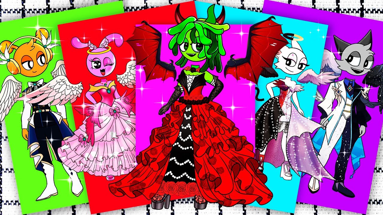 [ASMR Sticker Book] Incredibox Sprunki Fantasy – The Grand Angel & Demon Dress Ball 👼😈💃 SUS MOD