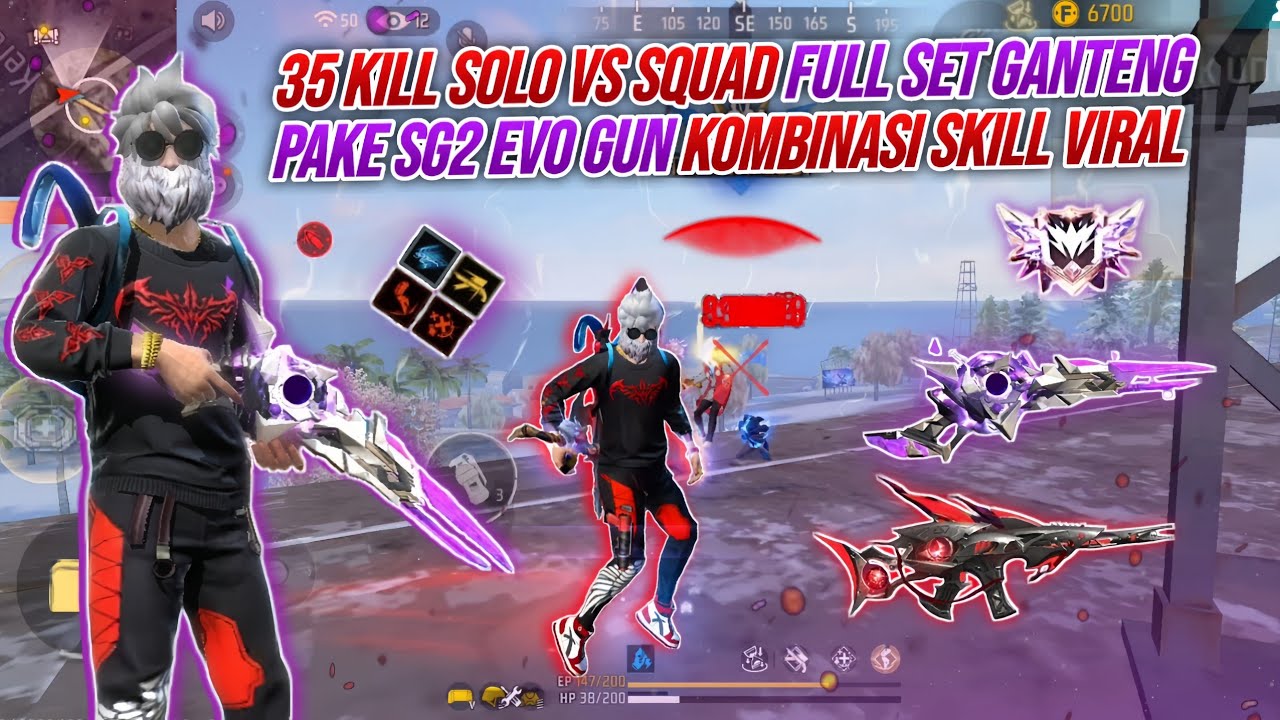 35 KILL SOLO VS SQUAD FULL SET GANTENG !!! PAKE SG2 EVO GUN 2JUTA KOMBINASI SKILL VIRAL MODE BAR-BAR
