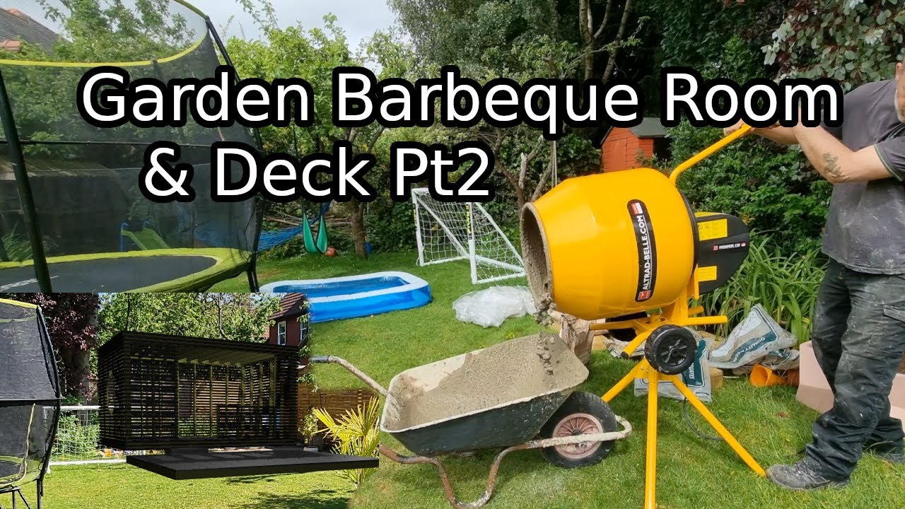 Garden Barbeque Room & Deck build Pt2 - Post holes concrete, with the Belle Minimix 130 mixer