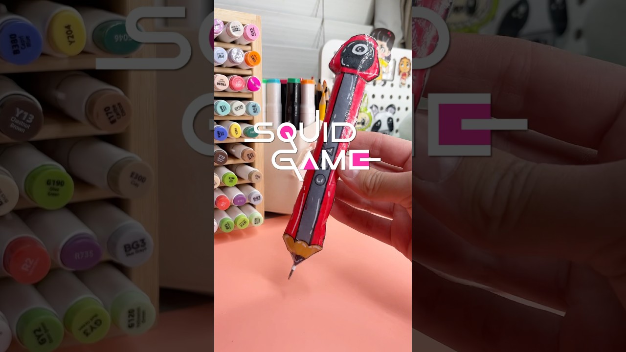 ❤️Cute Paper squishy pen! #squidgame #squidgame2 #papercraft #cutecrafts #papersquishy #squishy  ￼