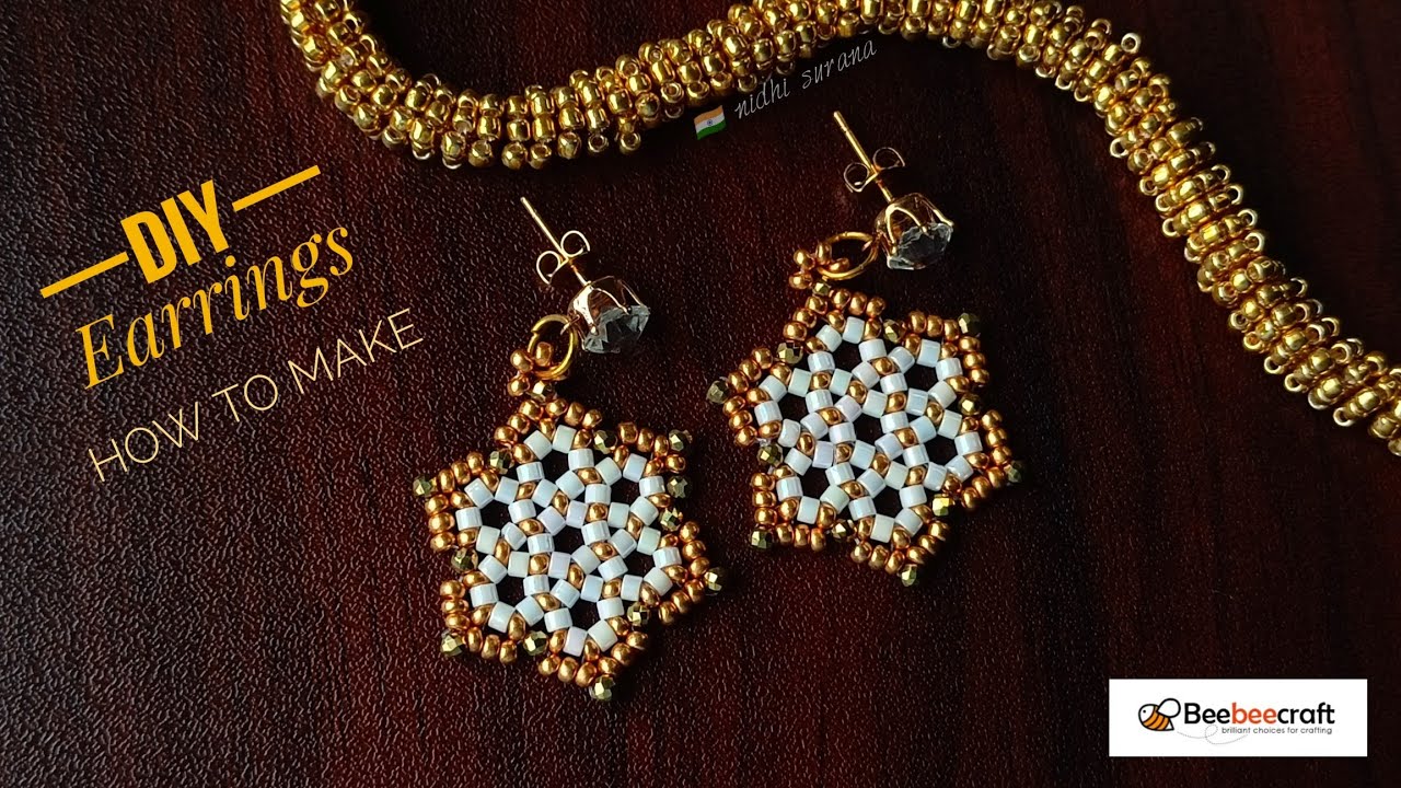 Hexagon Flower Earrings/Beebeecraft/Step by Step Tutorial Diy