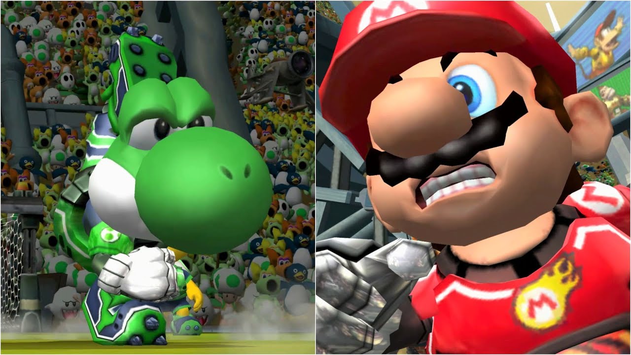 Mario Strikers Charged - Yoshi vs Mario - Wii Gameplay (4K60fps)