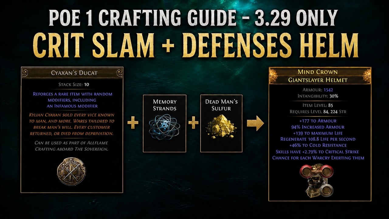 POE 1 - 3.29 Crafting Is OP - Crit Slam Build Helms Guide - Path of Exile Curse of the Allflame