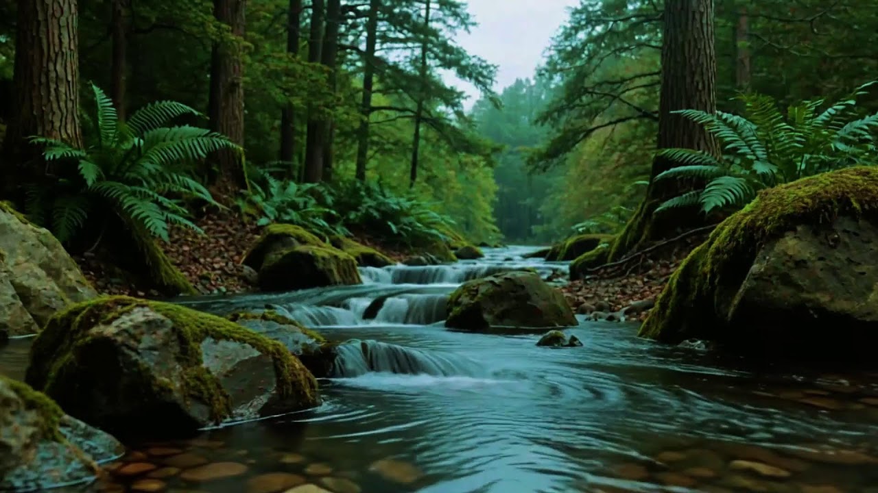 Serene Water Stream with Bird Sounds Soundscape for Focus