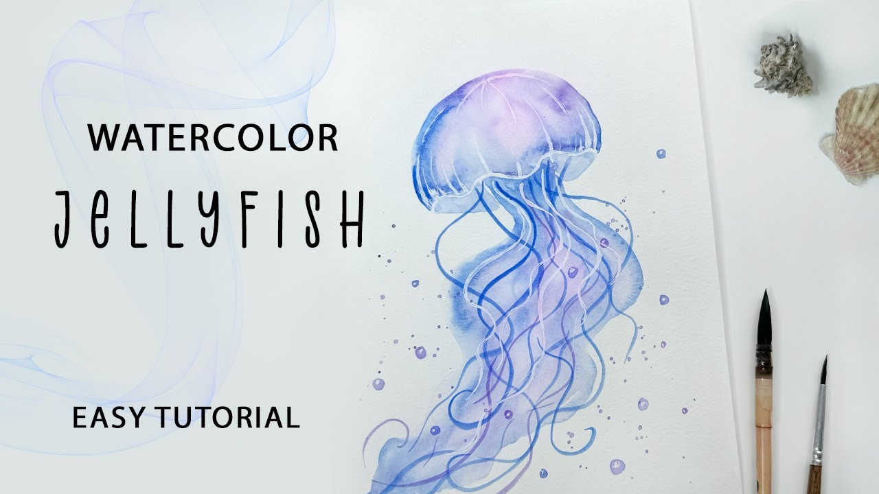 Jellyfish Painting Step By Step - Easy Watercolor Tutorial