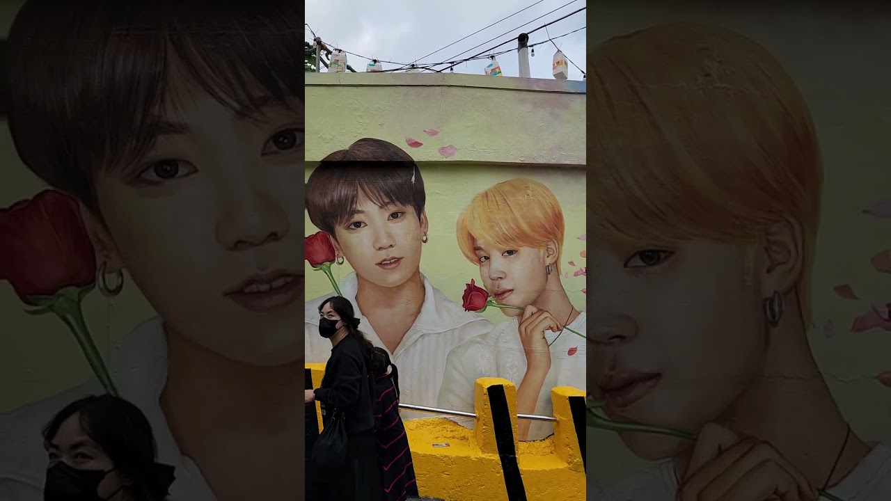 Bts Jungkook and Jimin mural in Busan Korea 😍#shorts#bts #btsarmy #kpop