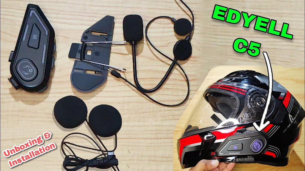 EDYELL Motorcycle Helmet Bluetooth Headset | Edyell C5 best intercom for helmet