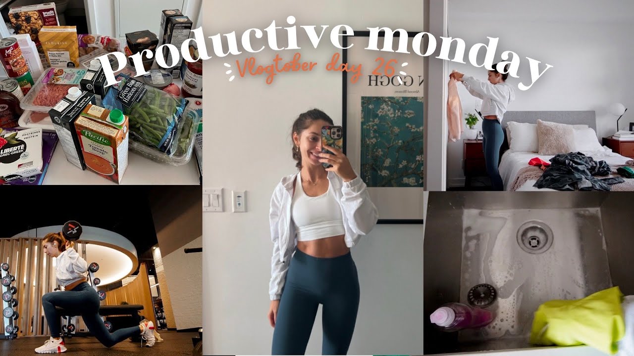 Productive Monday, Leg Workout, Grocery Haul, Cleaning 🍂 VLOGTOBER