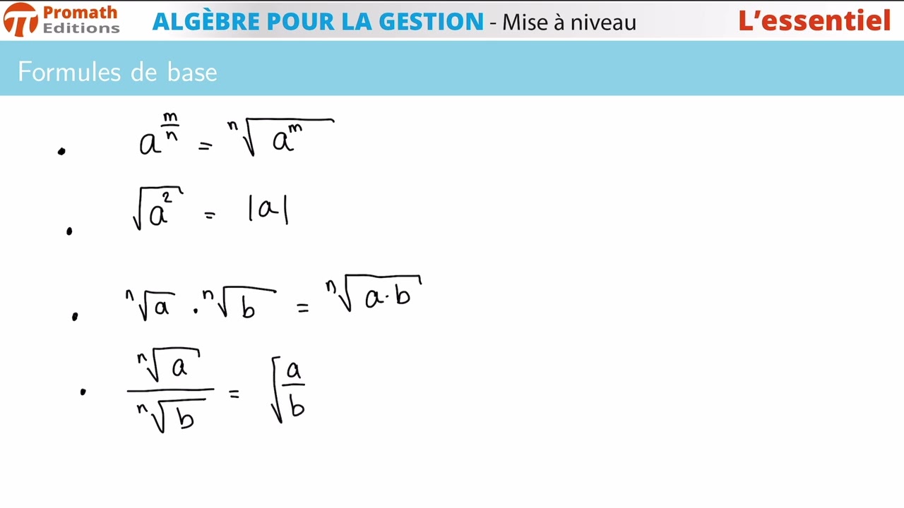Opérations avec les racines