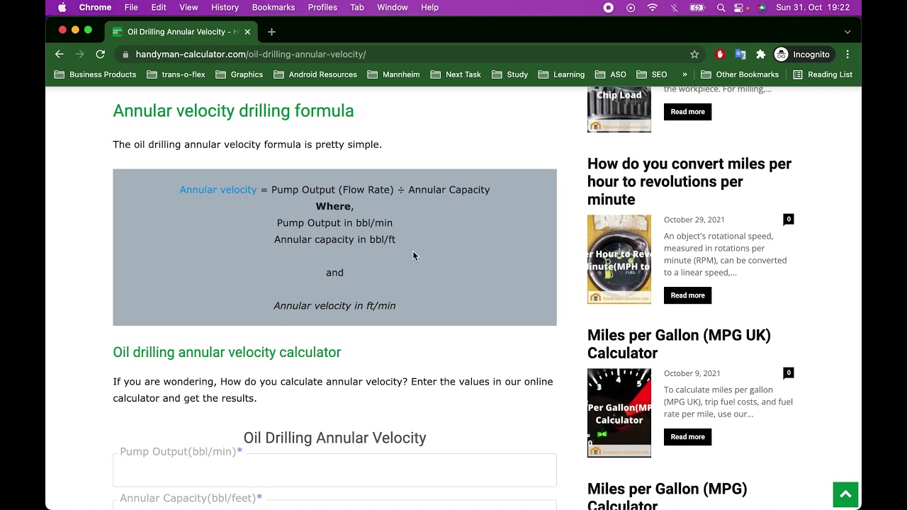 Oil Drilling Annular Velocity Calculator