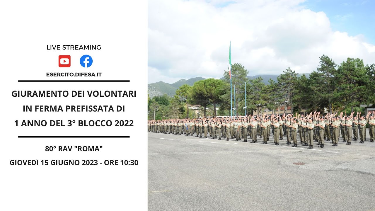 Giuramento dei Volontari in Ferma Prefissata di 1 anno del 3° Blocco 2022