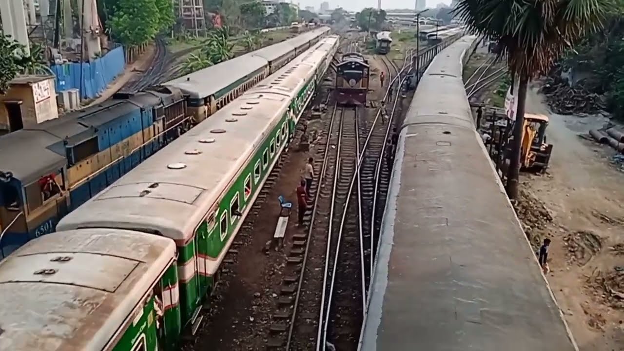 Double Train Crossing & Train Entering and Leaving Rail Yard | Amazing Railway Action