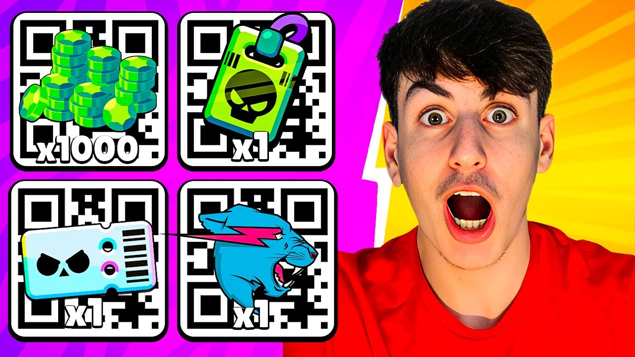 Probé 50 CODIGOS QR GRATIS de BRAWL STARS 😱🔥