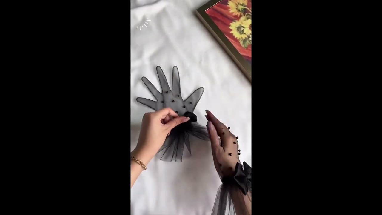 How to sew hand gloves using veil net ..