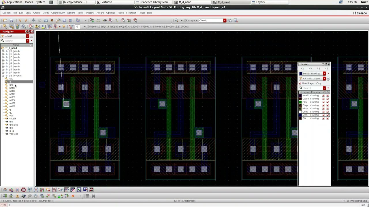 flip flop D using nand gate layout (version 2)