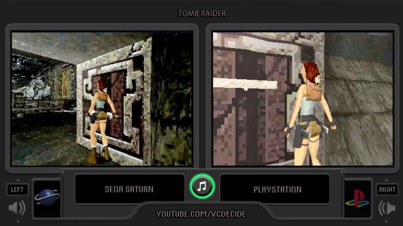 Tomb Raider (Sega Saturn vs Playstation) Side by Side Comparison