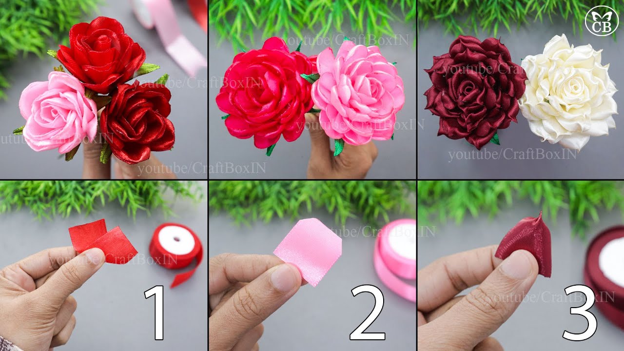 best ribbon roses #new ribbon decoration flowers | satin ribbon