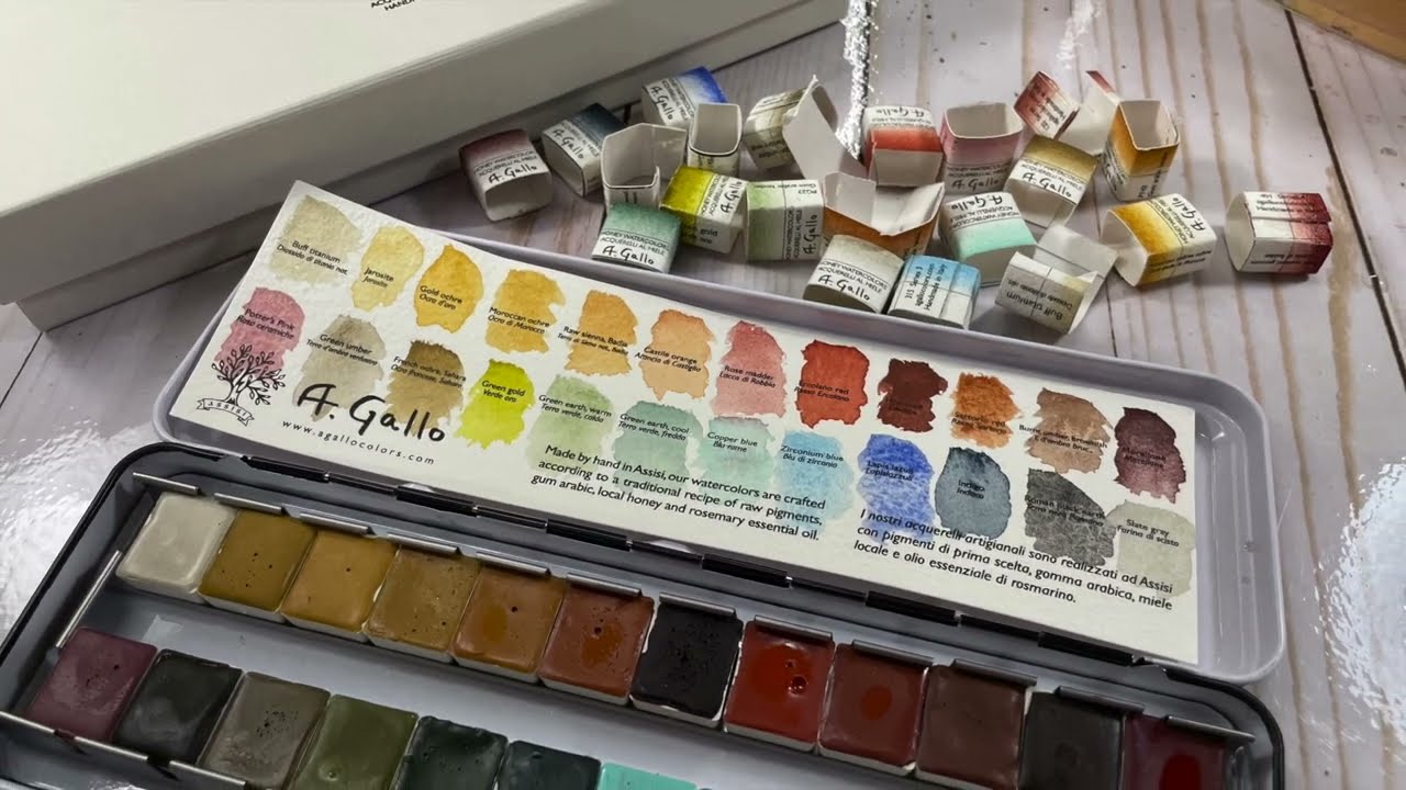 A. Gallo Handmade Naturale Watercolor Set Unboxing and Swatches
