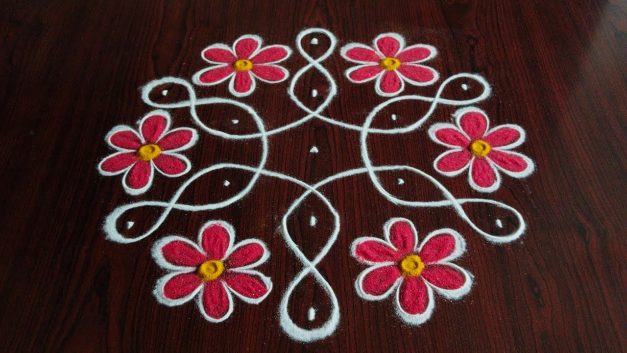2 beautiful daily kolams (5×3) dot's...