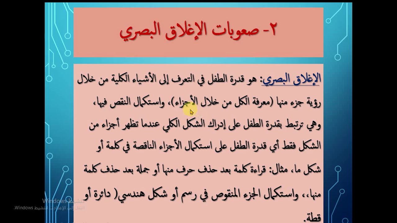 1- م8- الإدراك البصري وأنواعه. أد. ياسرة أبو هدروس