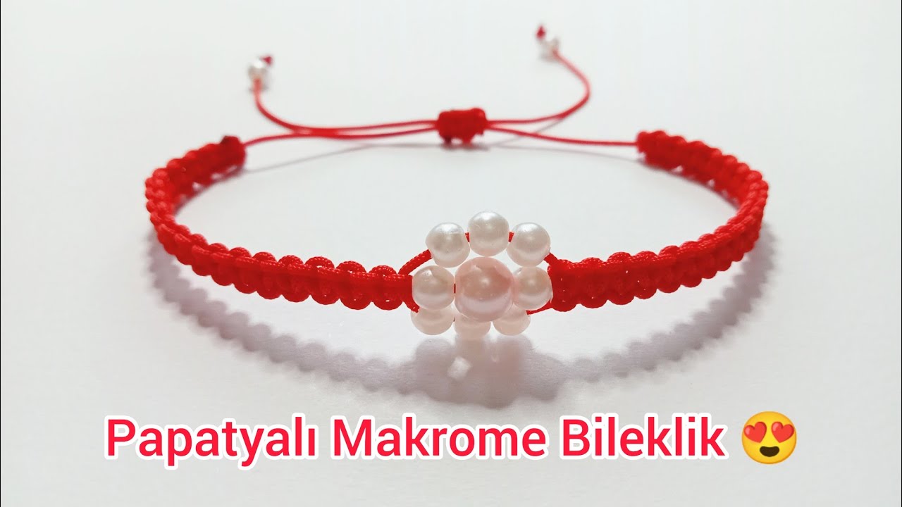 Papatyalı Makrome Bileklik Yapımı 🌼