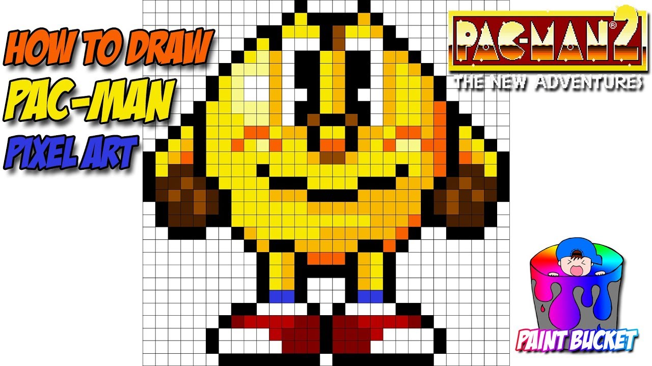 How to Draw Pac-Man 16-Bit - Namco's Pac-Man Pixel Art Drawing
