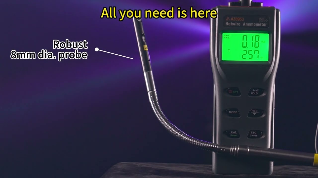 8953 Handheld Hotwire Hygro-Anemometer with Bendable Telescope Tube Introduction video