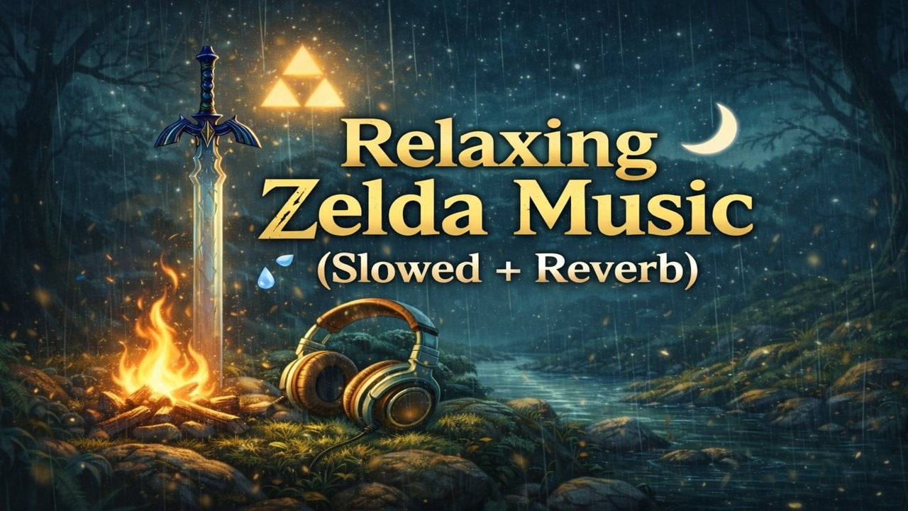 Peaceful Rain Night 🌙 Zelda Music Slowed + Reverb for Sleep & Study