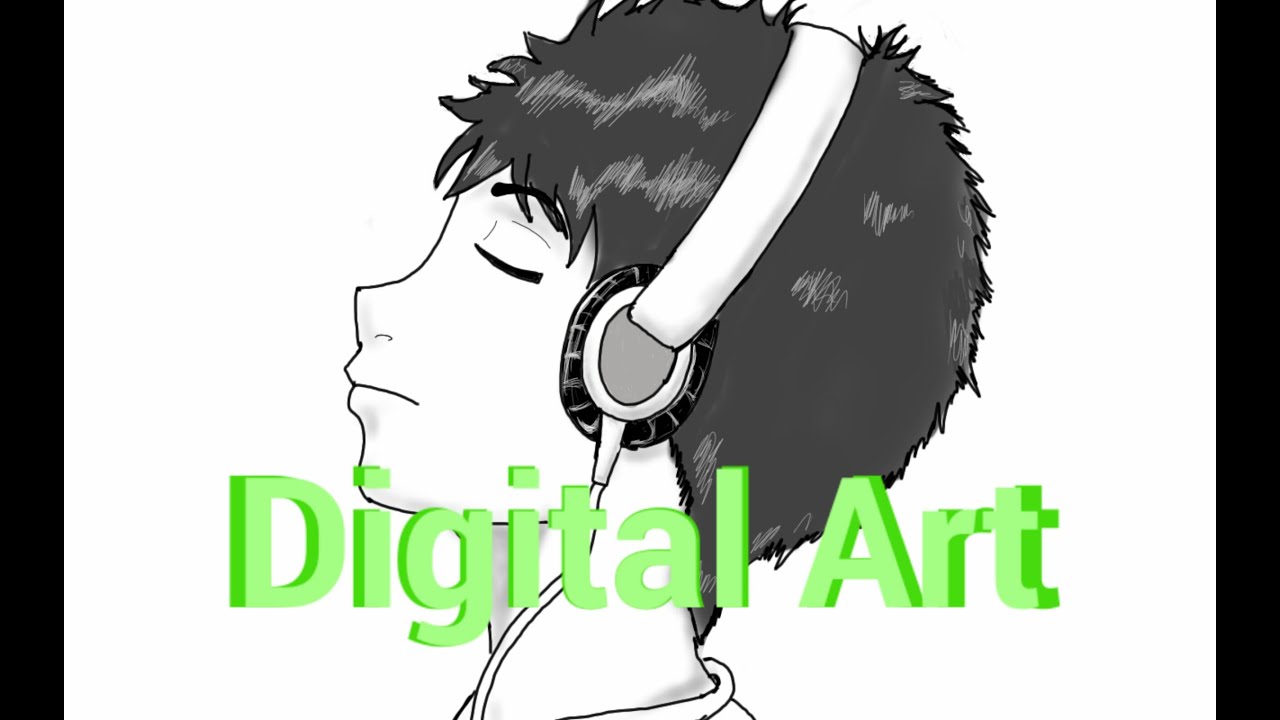 How To draw Manga boy with headphones (sorta😉)
