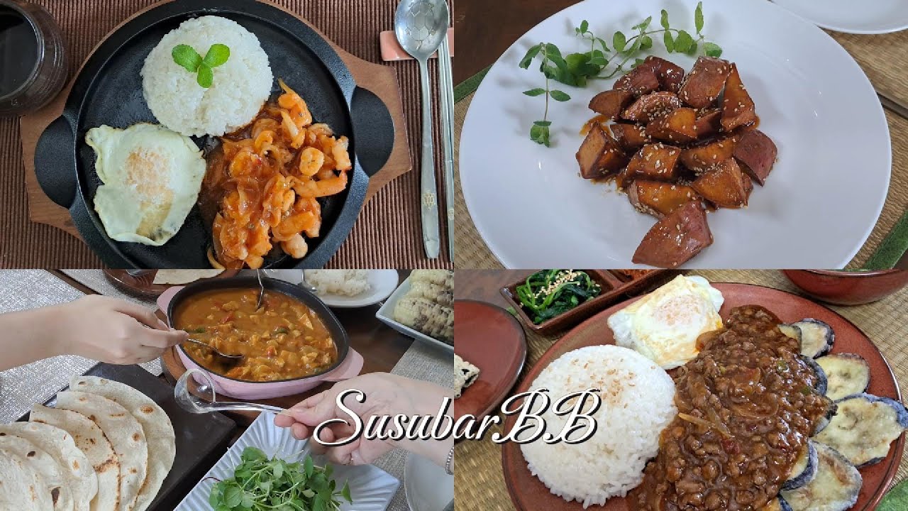 방학집밥 3탄 칠리새우덮밥,치킨마끄니,가지덮밥,고구마맛탕 🍲#엄마의봉봉식탁 #방학집밥#칠리새우덮밥 #치킨마끄니#가지덮밥#고구마맛탕#새우칠리#덮밥#치킨카레#맛탕 #미니어처