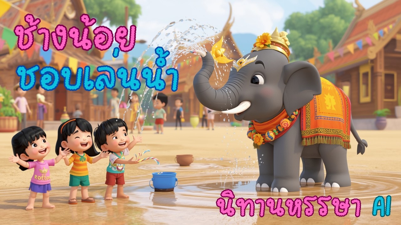 ช้างน้อยชอบเล่นน้ำ | นิทานหรรษา AI (เสียงภาษาไทย)