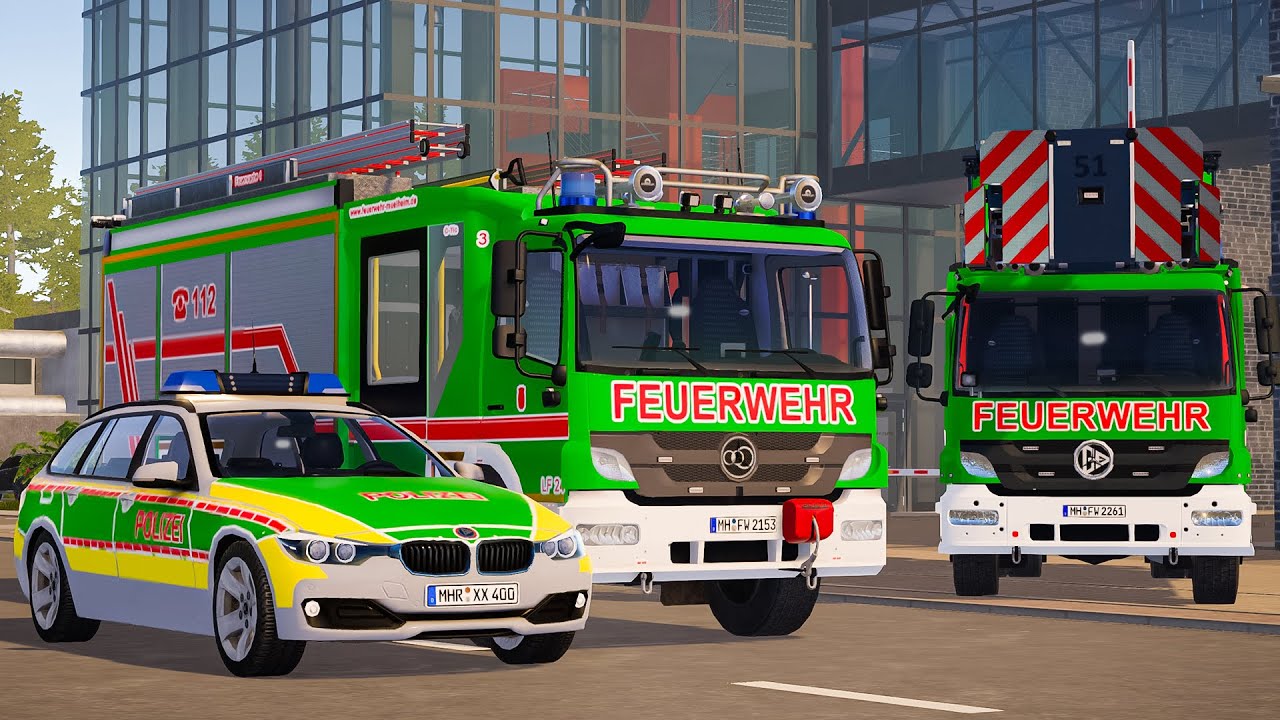 Green Emergency Call 112 - UK Police, Ambulance and Fire Brigade Truck Responding! 4K