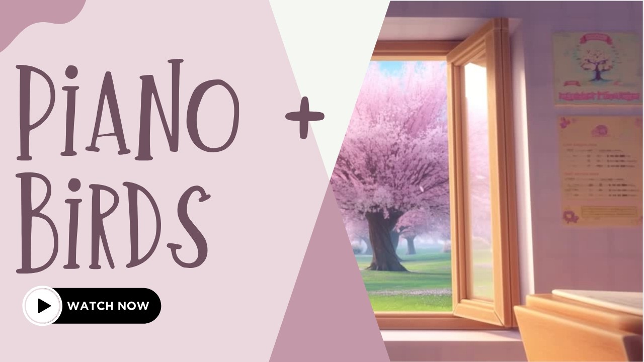 Cherry Blossoms Classroom Ambience | Soft Piano & Birds for Calm Focus