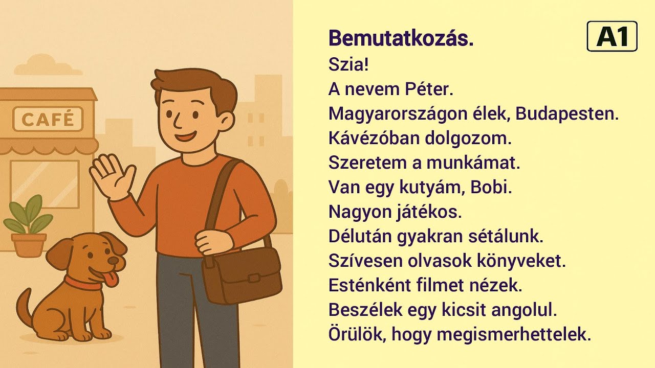 Slow Reading in Hungarian – Relaxing Story for Beginners | Hungarian A1- Bemutatkozás