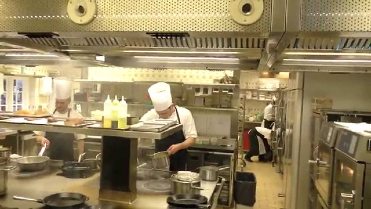 Busy kitchen at the Michelin star awarded Søllerød Kro in Denmark