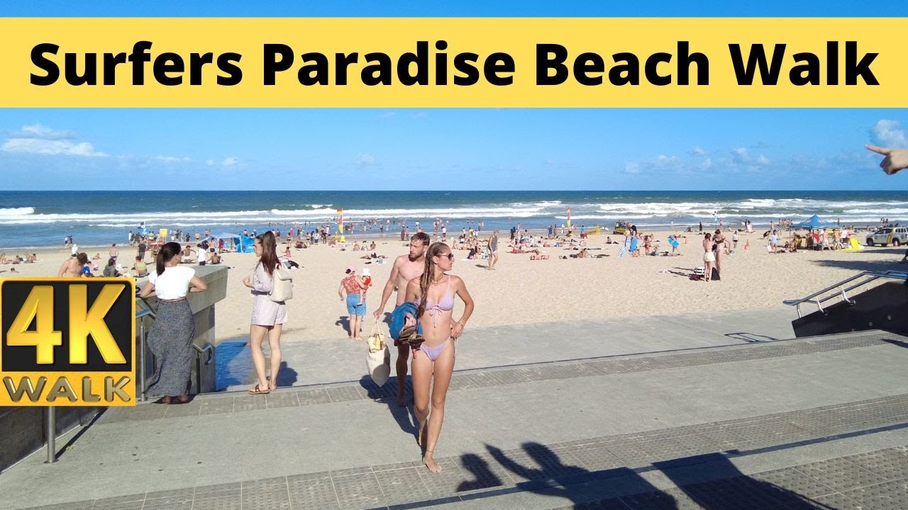 Surfers Paradise Beach Walk 🏖️ 4K  - Gold Coast Australia 🇦🇺