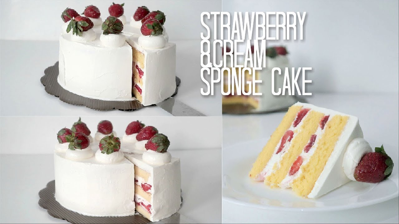 SPONGE CAKE 2 VERSI (EMULSIFIER VS BAKING POWDER) // STRAWBERRY AND CREAM  SPONGE CAKE #VERSUS
