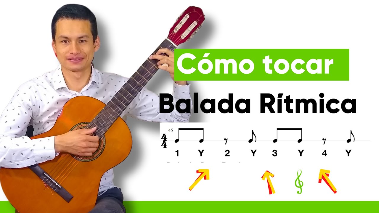✅Como tocar Balada Ritmica en GUITARRA /Para Principiantes. 4/4😉