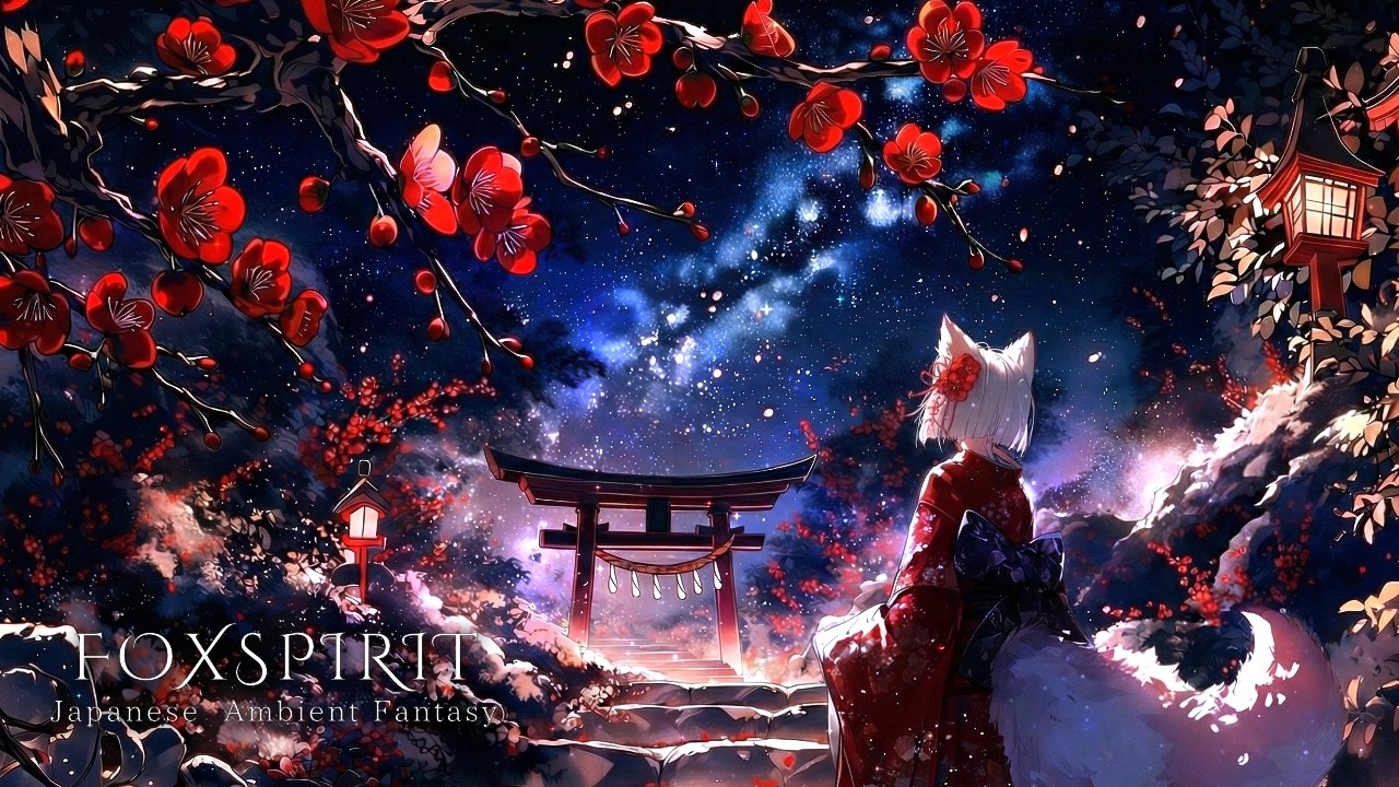 The Fox Maiden Awakening Beneath a Starry Night | Japanese-style ambient fantasy music