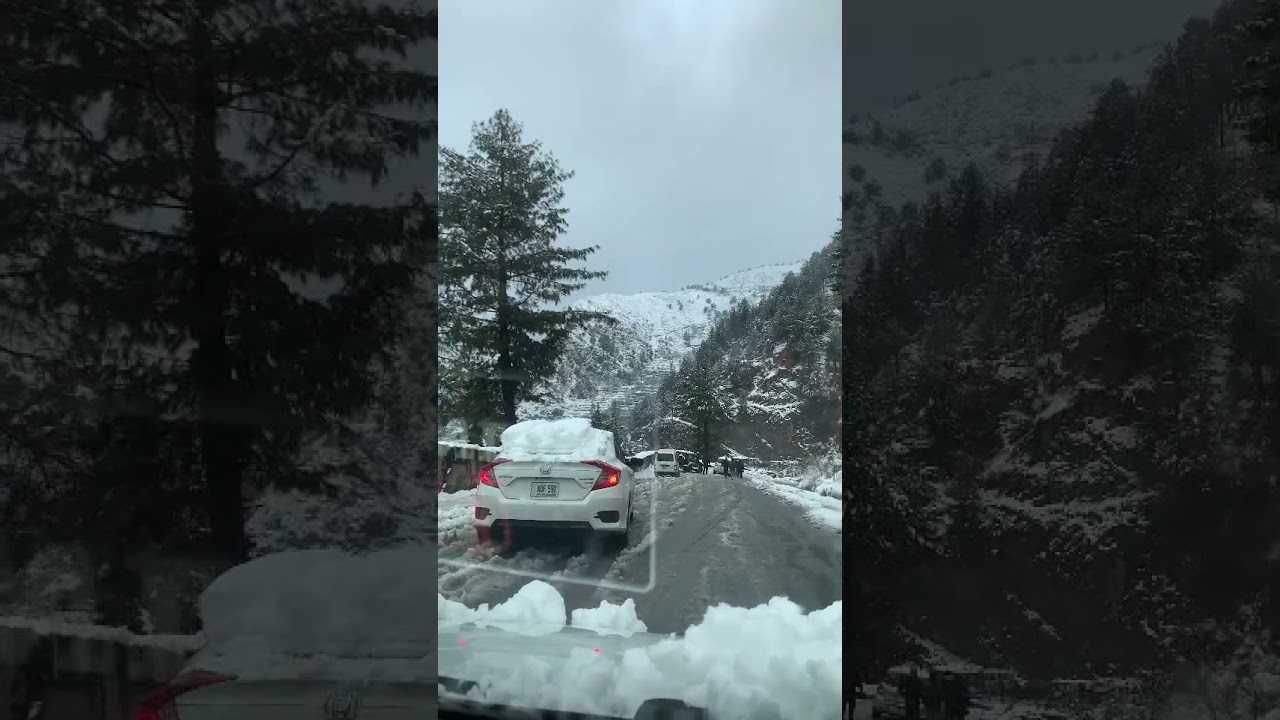 Snowfall in Murree 2021 icy snowy Slippery Roads Accident || Ayat Noor #youtubeshorts