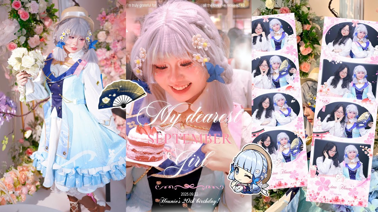 first time cosplaying 🩵 sinh nhật tuổi 20 siêu đặc biệt (ayaka cosplay vlog) • lina heun