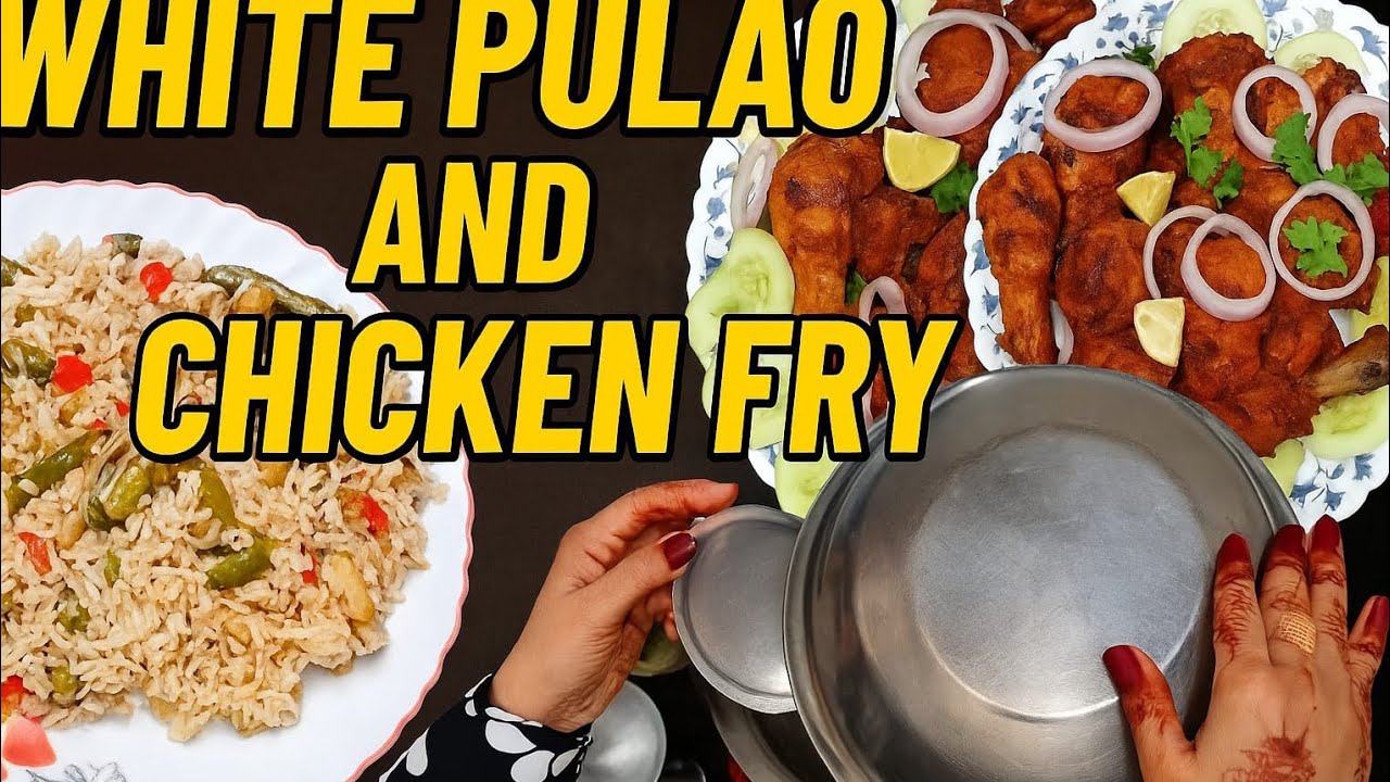 || Tasty White Chicken Pulao 😋 || With Yummy Chicken Fry 😋 ||
