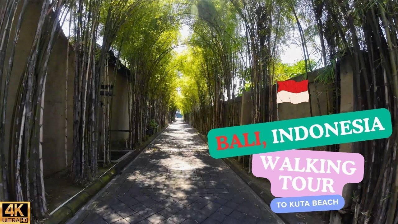 Bali, Indonesia Walking Tour / Kana Kuta Hotel to Kuta Beach [4K ULTRA HD]