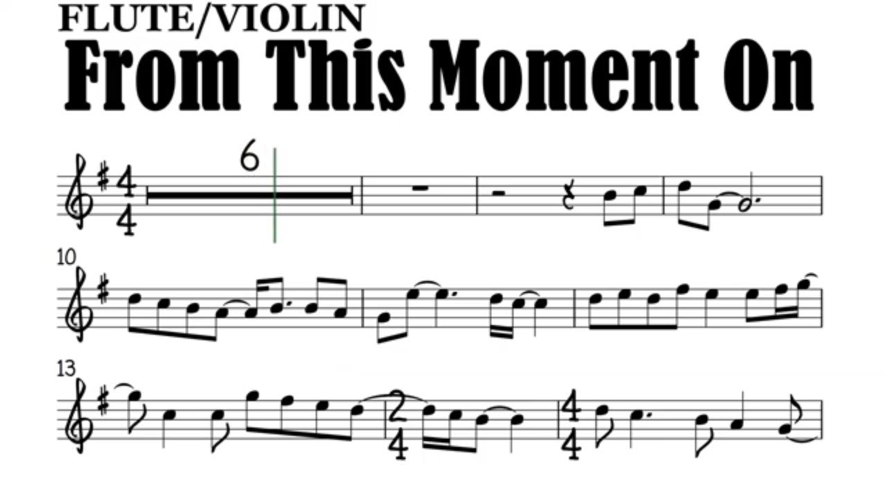 From This Moment On Flute Violin Sheet Music Backing Track Play Along Partitura