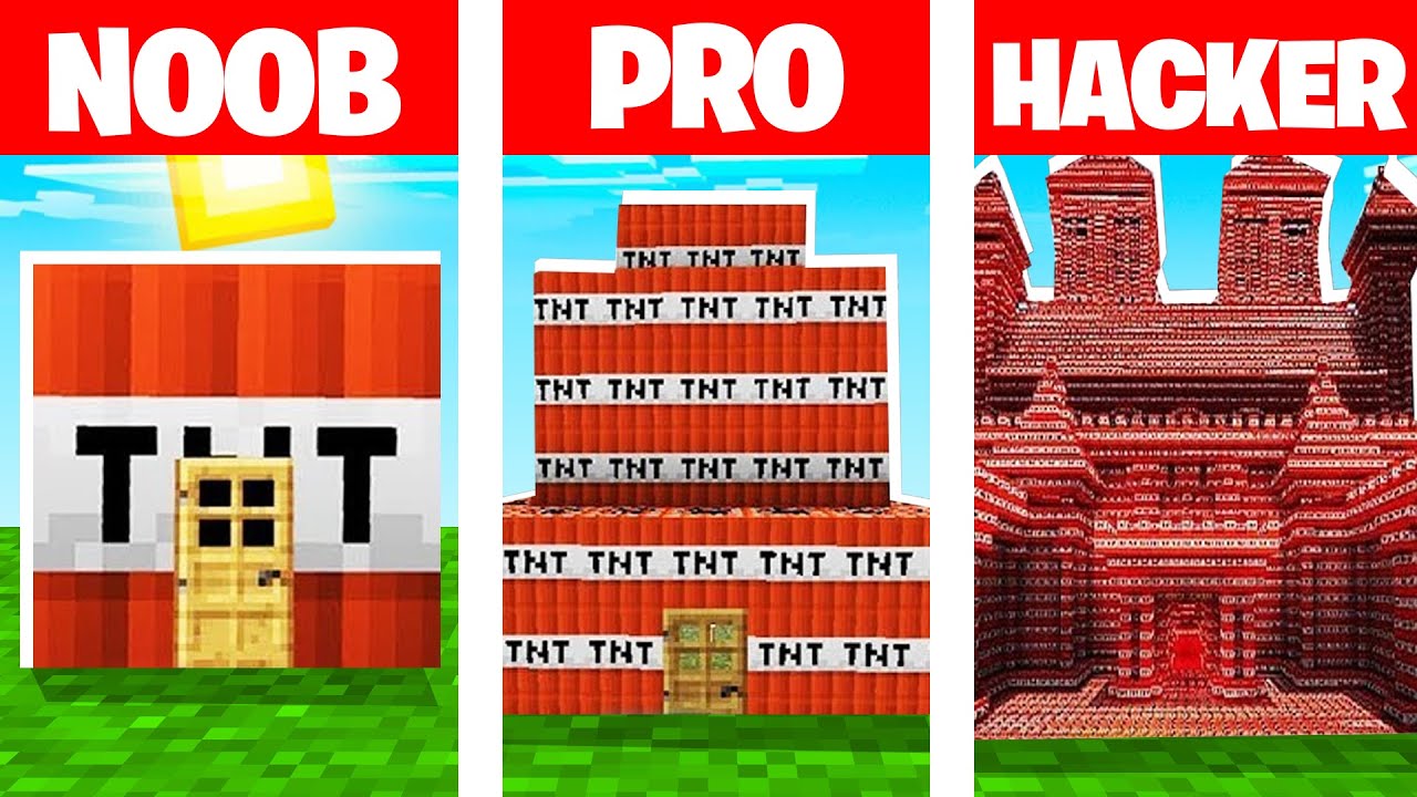 MAISON EN TNT DE NOOB vs MAISON EN TNT DE PRO vs MAISON DE TNT HACKER MINECRAFT !! SOUKA