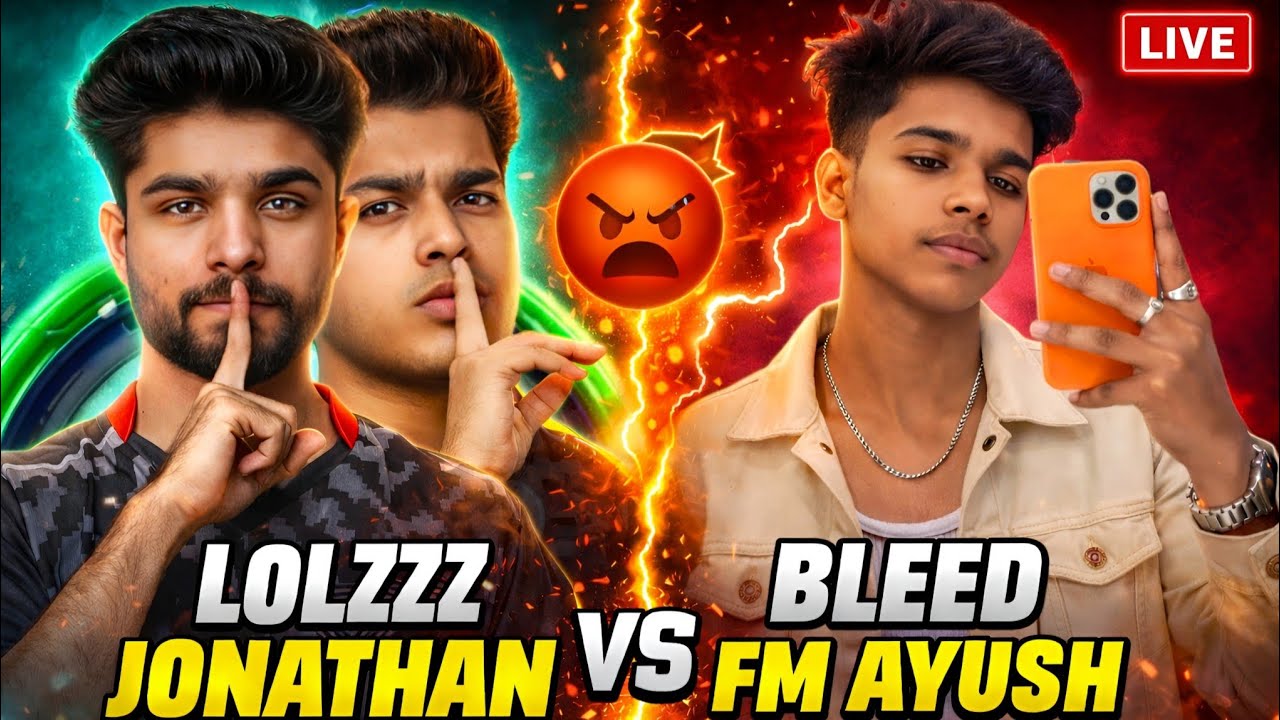 LOLZZZ & JONATHAN vs BLEED FM AYUSH 😱 | INTENSE LIVE FIGHT | FULL GAMEPLAY
