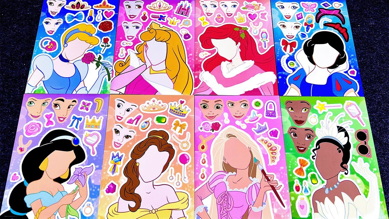 [ToyASMR] Decorate with Sticker Book Disney Princess Ariel, Aurora #asmr #paperdiy #disney