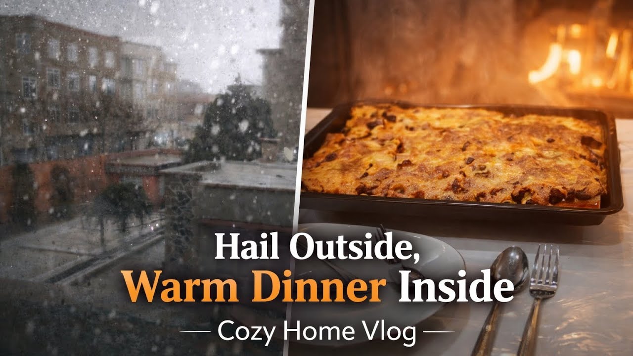 Hail & Rain Outside, Hot Lasagna Inside! 🌧️🍝