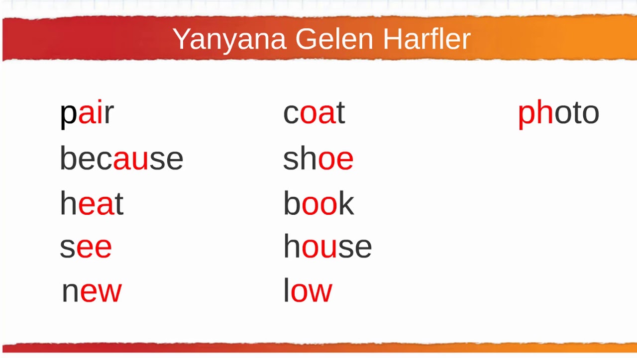 002 Yanyana Gelen Harfler  (Yüksek Sesli)