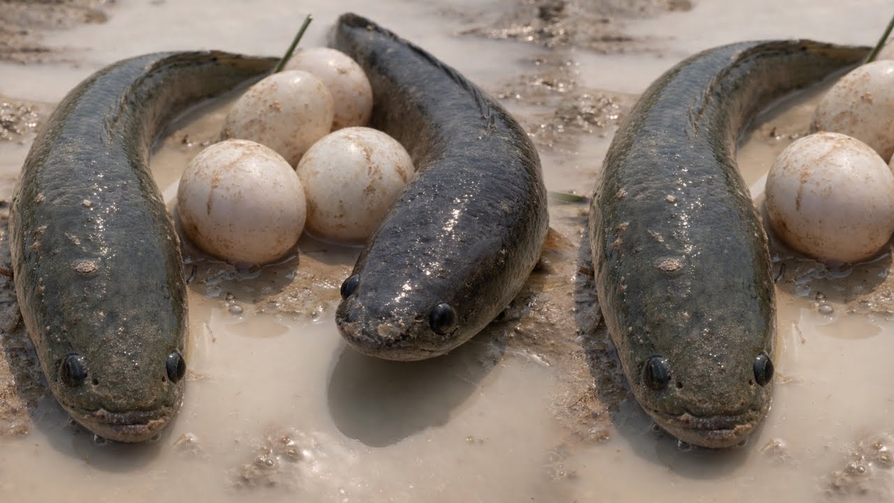 Amazing! Today I Found a Lot of Fish and Eggs in a Muddy Rice Field